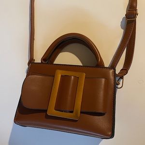 Brown Buckle leather crossbody